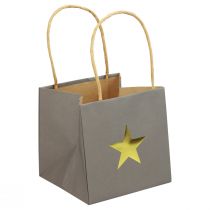 Artikel Papperspåsar med stjärna och handtag grå assorterad 10,5×10,5cm 9st