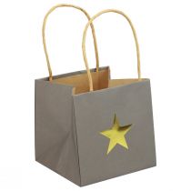 Artikel Papperspåsar med stjärna och handtag grå assorterad 12×12×12cm 9st