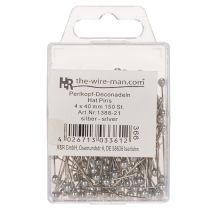Artikel Pärlhalsade blomster- och dekorationsnålar, silver, Ø4 mm, 40 mm, 150 stycken