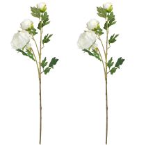 Artikel Konstgjorda pioner med 3 blommor Vit kräm 81cm 2st