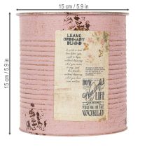 Artikel Kruka, antik ros, dekorativ metalllåda, vintage, Ø15,5 cm H15 cm