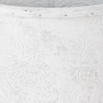 Artikel Blomkruka, planteringslåda med ornament, metalldekoration vit, grå Ø20,5cm H19,5cm