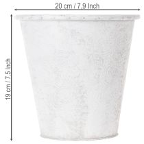 Artikel Blomkruka, planteringslåda med ornament, metalldekoration vit, grå Ø20,5cm H19,5cm