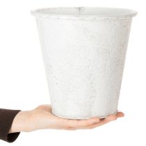 Artikel Blomkruka, planteringslåda med ornament, metalldekoration vit, grå Ø20,5cm H19,5cm