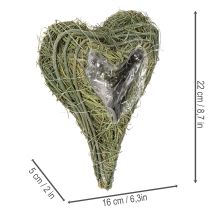 Artikel Växthjärta av naturmaterial med folieinlägg, 22 cm, 2 stycken