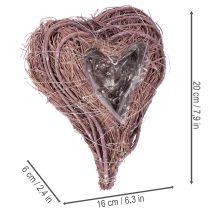 Artikel Dekorativt hjärta av kvistar med planteringsfolie, 20 cm, 2 stycken