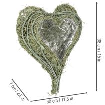 Artikel Hjärtformad skål av naturgräs med planteringsfolie, 38 cm