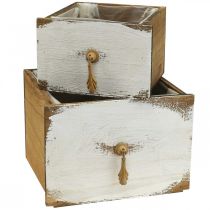 Plantlåda trälåda Shabby Chic 14/19cm set om 2