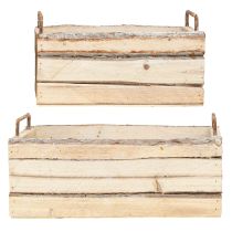 Artikel Planteringskärl Trä Bark Naturligt Handtag L29cm/23cm Set 2st