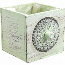 Plantlåda dekorativ låda shabby grön 15-23cm set om 3