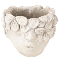 Artikel Planthuvud blomkruka betonglook flickhuvud H13,5cm