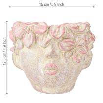 Artikel Planthuvud blomkruka för upphängning av betonglook rosa H13cm