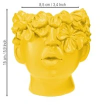 Artikel Planthuvud byst polyresin planter gul 13,5×13×14cm