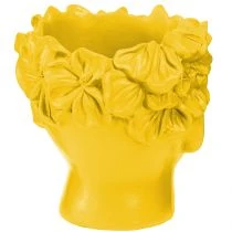 Artikel Planthuvud byst polyresin planter gul 13,5×13×14cm