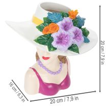 Artikel Blomvas kvinna med hatt och blommor krukdekoration för inomhus- och utomhusbruk 20cm