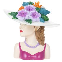 Artikel Blomvas kvinna med hatt och blommor krukdekoration för inomhus- och utomhusbruk 20cm