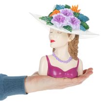 Artikel Blomvas kvinna med hatt och blommor krukdekoration för inomhus- och utomhusbruk 20cm