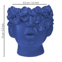 Artikel Planthuvud Polyresin Bust Planter Blå 13,5×13×14cm
