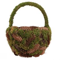Artikel Rustik planteringskorg med mossa och kottar - dekorativ korg med handtag Ø32cm H42cm - mångsidig trädgårds- och heminredning