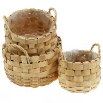 Plantkorg plantering dekorativ korg natur Ø18/23/29cm set om 3