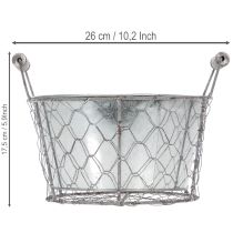 Artikel Växtkorg med insats, trådkorg, kruka, vårsilver, vitkalkad, shabby chic, Ø22cm H17,5cm