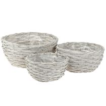 Artikel Plantkorg rund flätad korg vit-grå Ø30/25/20cm set om 3