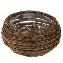 Artikel Växtkorg rund med folie flätad korg brun Ø32/23cm set om 2