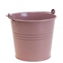 Växtkruka vintage dekorativ metallhink gammalrosa Ø16cm H24cm