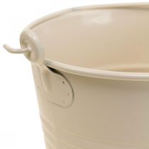 Växtkruka vintage dekorativ metallhink kräm Ø16cm H24cm