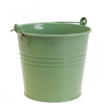 Planteringskärl vintage dekorativ metallhink ljusgrön Ø16cm H24cm