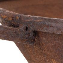 Artikel Planteringsbricka, rostfärgad panna med handtag, metallkruka, Ø31cm