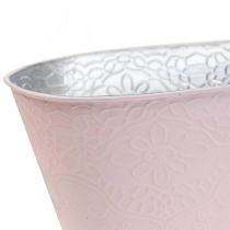 Växtskål metall blomskål oval rosa 25x14,5x10cm