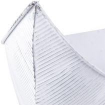 Artikel Plantskål båt metall vit silver 54,5/48/42cm set om 3