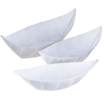 Artikel Kruka, båtformad, metall, vit/silver, 54,5/48/42 cm, set om 3