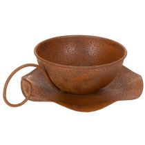 Artikel Planteringskopp med fat, kruka, rostfri yta, Ø19,5 cm, H8 cm