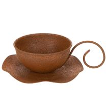 Artikel Vintage rostfärgad växtkruka och fat, Ø17,5 cm H6 cm