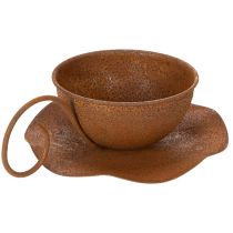 Artikel Vintage rostfärgad växtkruka och fat, Ø17,5 cm H6 cm