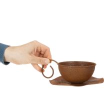 Artikel Vintage rostfärgad växtkruka och fat, Ø17,5 cm H6 cm
