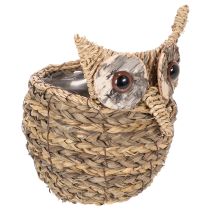 Artikel Handvävd ugglekorgdekoration för fönsterbrädan, 18 cm