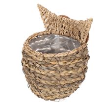 Artikel Handvävd ugglekorgdekoration för fönsterbrädan, 18 cm