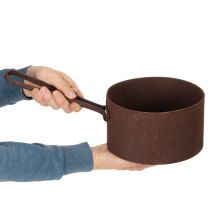 Artikel Metallkruka, planteringskärl, rostfärgad panna, dekorativt föremål, Ø20cm H11cm