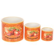 Artikel Tomatkrukaset, dekorativa blomkrukor i keramik för kök och retrodekor, 14 cm, set om 3