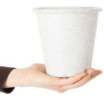 Artikel Blomkruka med ornament, kruka, metallbehållare, vit, Ø15,5 cm, H14,5 cm