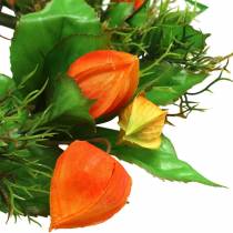 Artikel Konstgjord Physalis-krans, orange och grön, Ø28 cm, höstdekoration