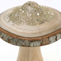 Träsvampbark och glitter deco svampar trä H11cm 3st