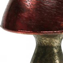 Deco svampröd stort glas höstdekor Ø14cm H23cm
