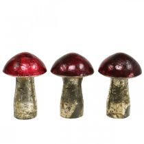 Deco svampar metallröd höstdekoration bordsdekoration Ø6,5cm H10cm 3st
