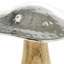 Dekorativ svamp metall trä silver, naturlig höstdekoration 13cm