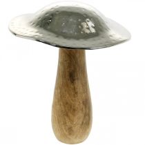 Dekorativ svamp metall trä silver, natur dekorativ figur höst 18cm