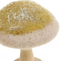 Dekorativt svampträ, filt med glitter Adventsbordsdekoration H11cm 4st